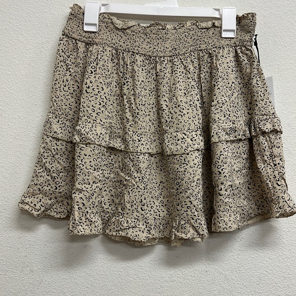 Japna Animal Print Smocked Waist Ruffles Skirt L